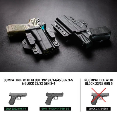 Warriorland Kydex IWB/OWB Holster for Glock 19/23/32 | Black