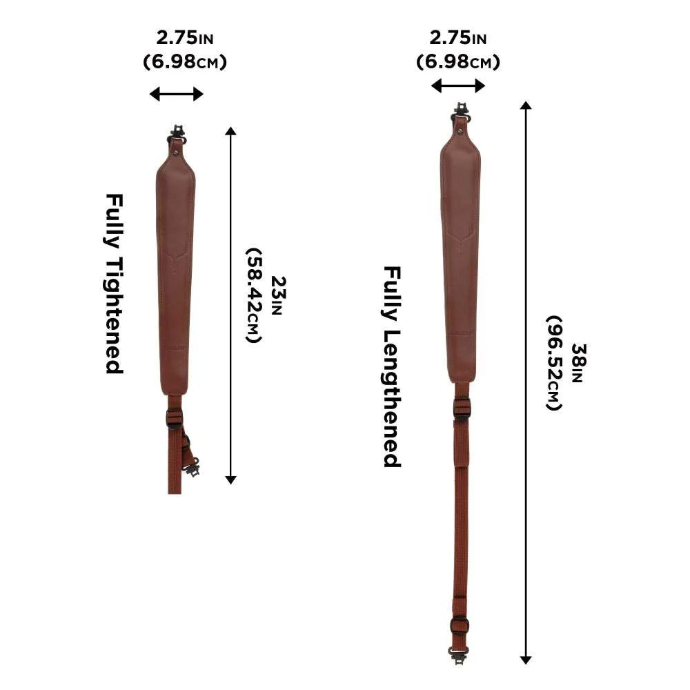 Allen Deer Head Padded Leather Rifle Sling with Swivels | Brown