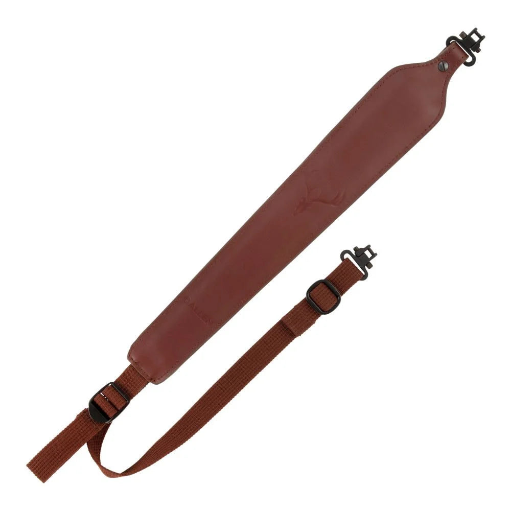 Allen Deer Head Padded Leather Rifle Sling with Swivels | Brown