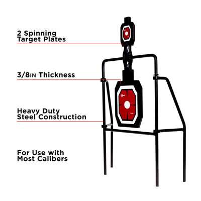 EZ Aim Silhouette Spinner Target System, Rimfire Rounds & Centerfire Pistols, Black/Red/White