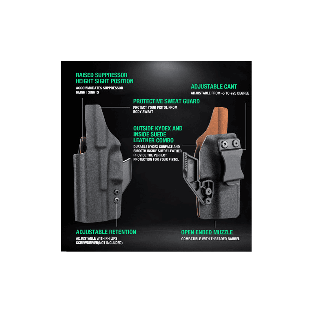 Gun & Flower Leather IWB Holster with Claw For Glock 19