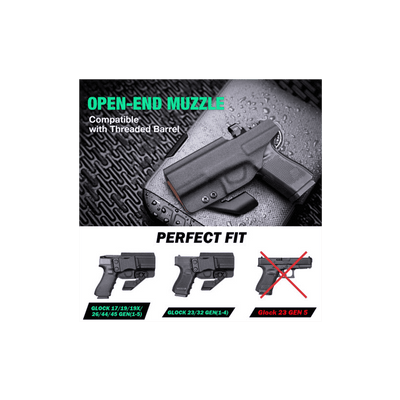 Gun & Flower Kydex w Leather IWB Holster with Claw For Glock 19