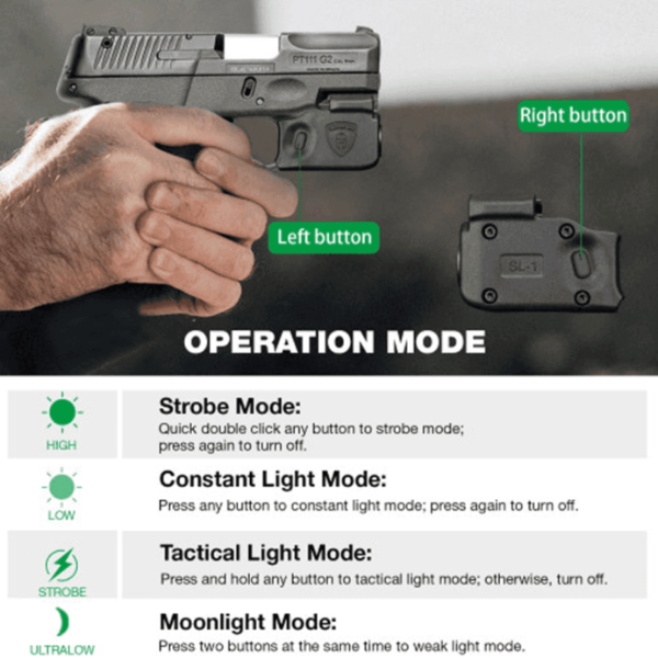 Mini Tactical weapon Light For Taurus G2C/G3C With Holster