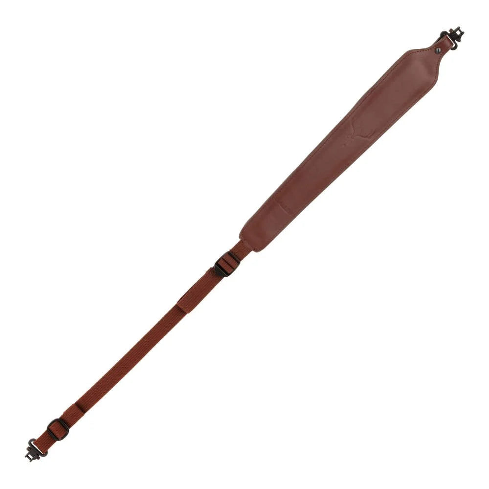 Allen Deer Head Padded Leather Rifle Sling with Swivels | Brown