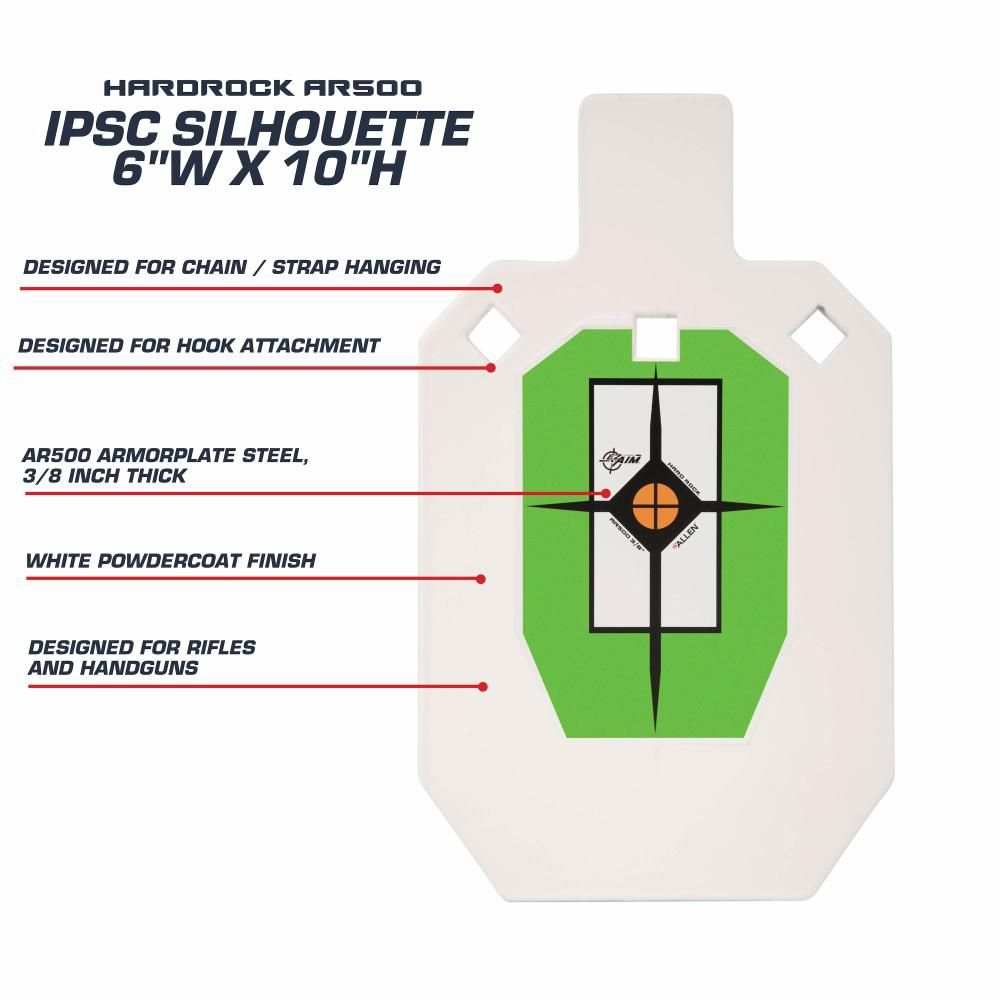 HARDROCK AR500 3/8 IN IPSC TARGET 10 X 6 INCH SILHOUETTE BY ALLEN