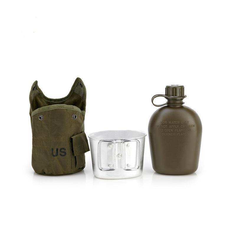 Heavy Cover Water Bottle Aluminum Cooking Cup US 1L Military Canteen Camping