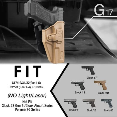 Gun & Flower Polymer OWB Holster Glock 17/22/31 | Tan