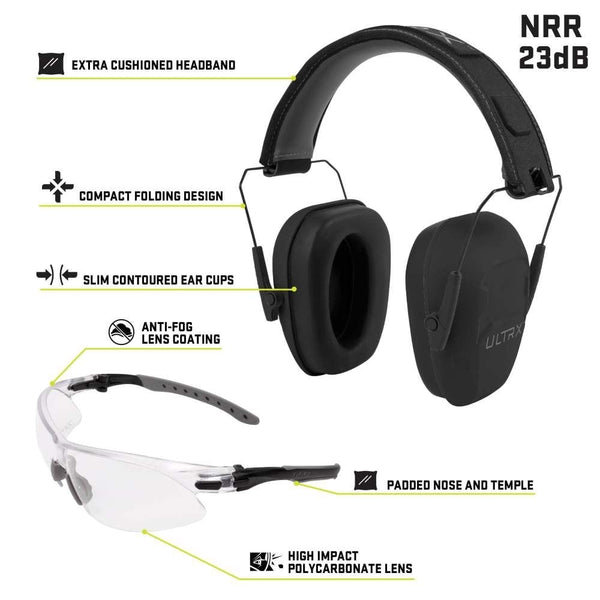ULTRX Shield Ear & Eye Protection Combo | Midnight Gray
