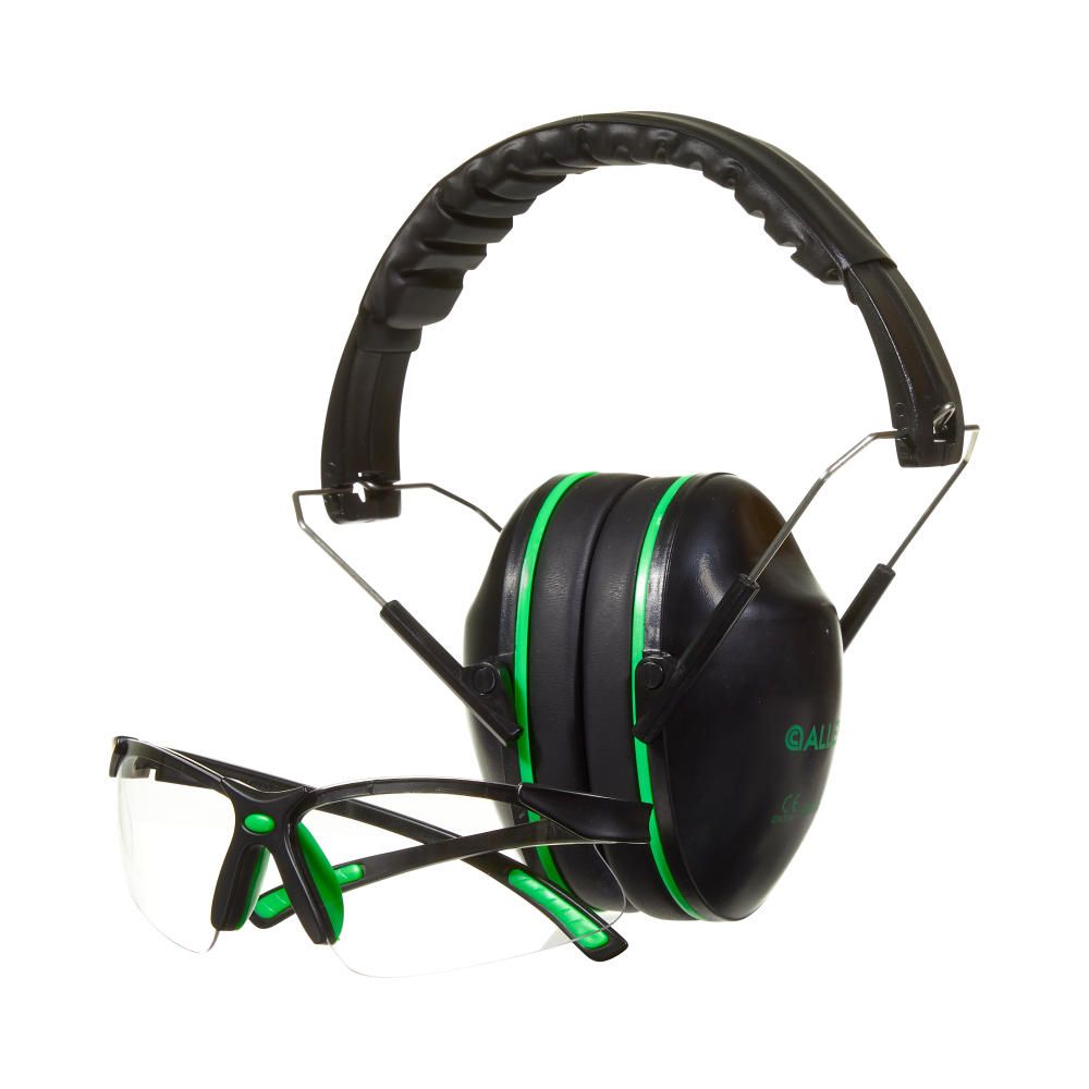 Allen Gamma Protection Earmuffs & Safety Glasses, Black/Neon Green