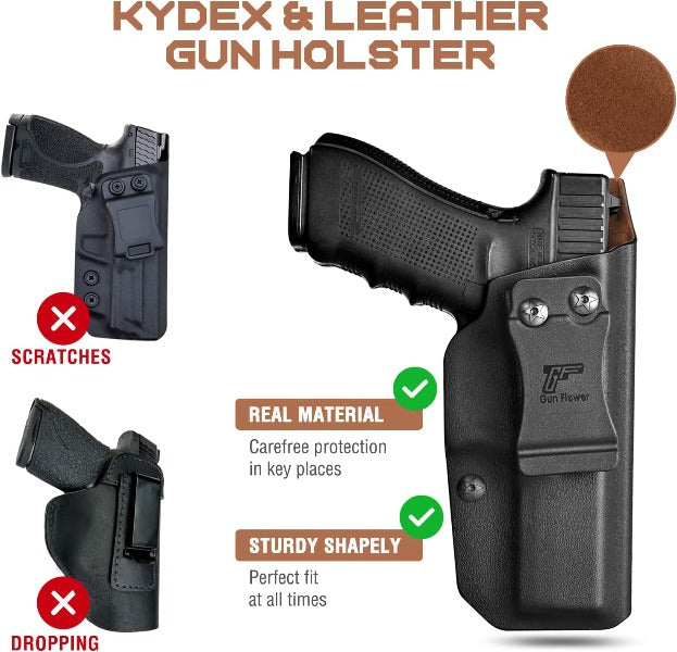 Gun & Flower Kydex IWB w Leather Holster Springfield Hellcat | Black