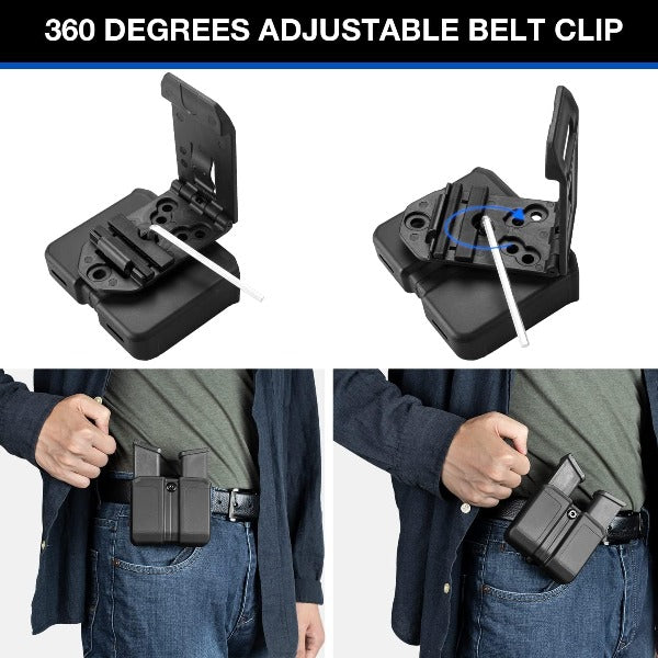 Universal Double Magazine Holder OWB 9mm/.40 Double Stack | Black