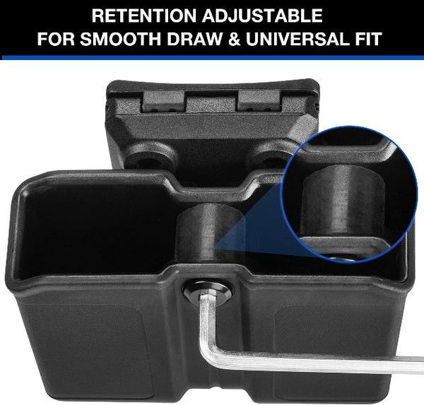 Universal Double Magazine Holder OWB 9mm/.40 Double Stack | Black