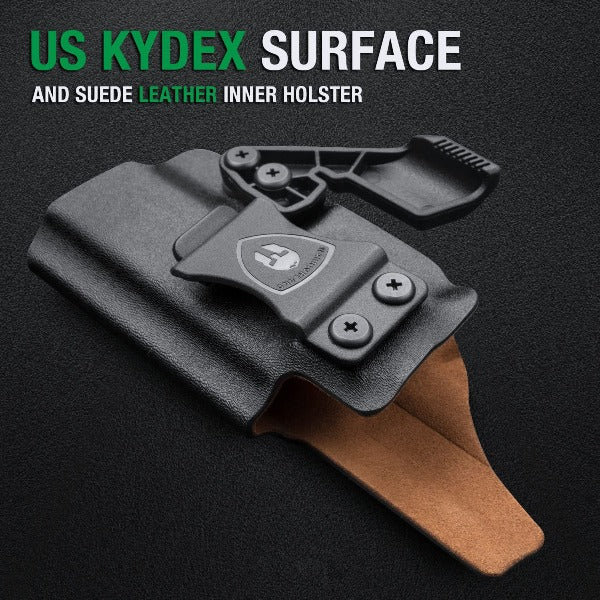 Gun & Flower Kydex IWB w Leather Holster for Glock 43 | Black