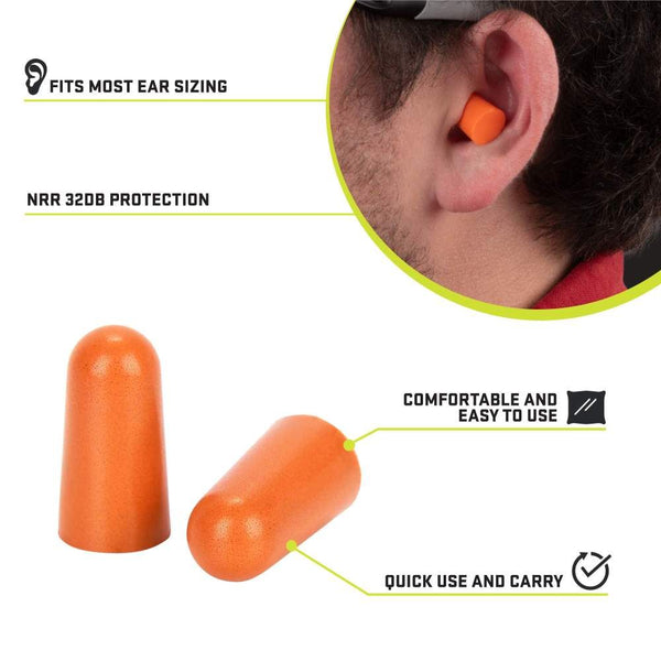 ULTRX Foam Ear Plugs, 50-Pairs Bag | Orange