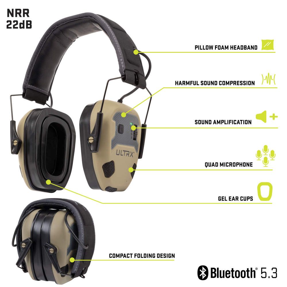ULTRX Bionic Fuse Bluetooth Electronic Earmuff | FDE