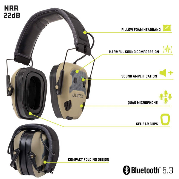 ULTRX Bionic Fuse Bluetooth Electronic Earmuff | FDE