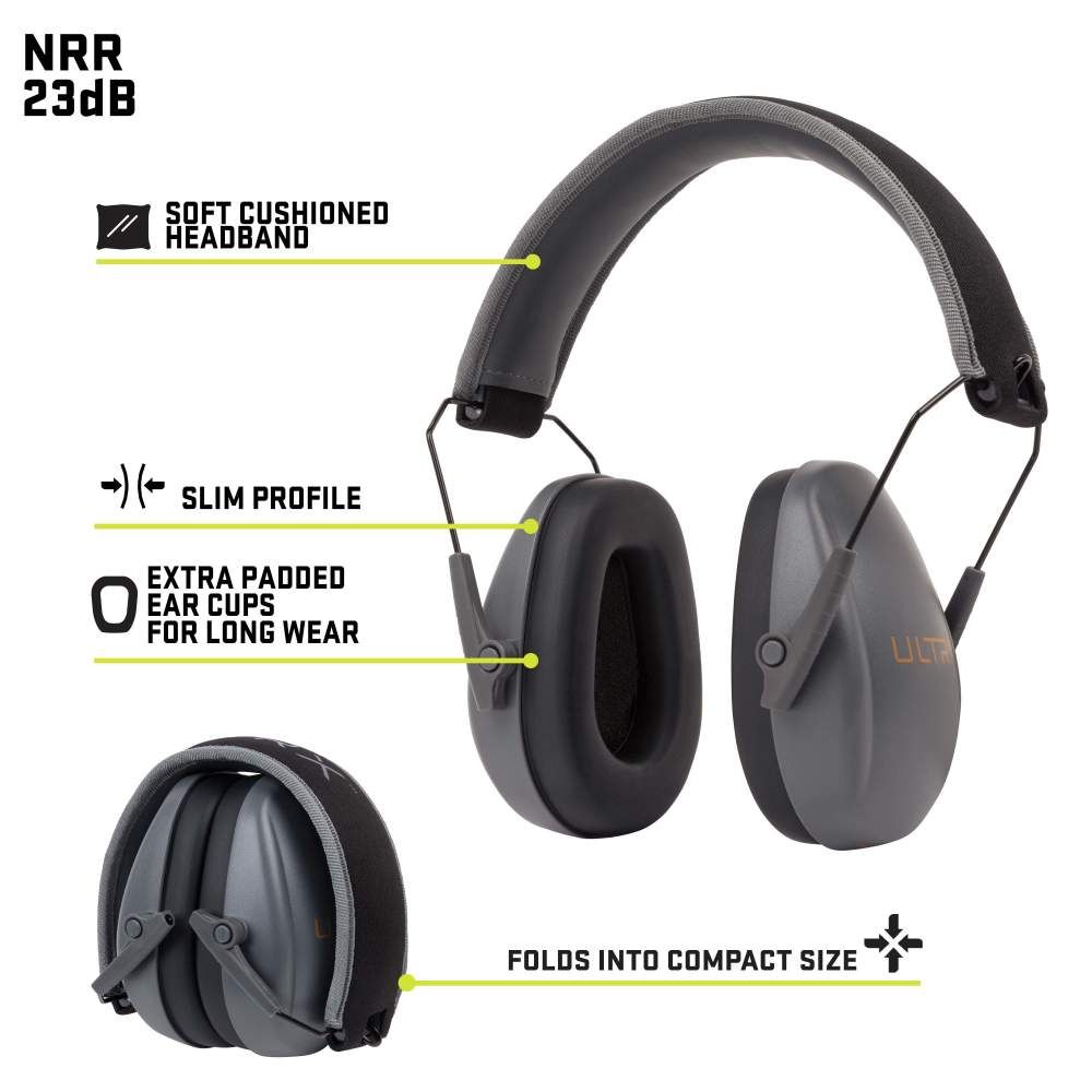 ULTRX Slim Profile Passive Earmuff | Gray