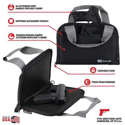 Allen Company Pistol Tote with Pocket, Most Semi-Auto Handguns & Revolvers, Black