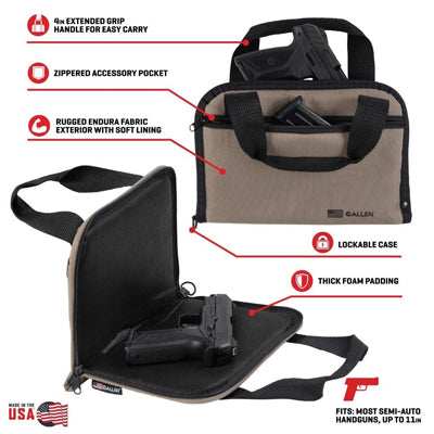 Allen Company Pistol Tote with Pocket, Most Semi-Auto Handguns & Revolvers, Taupe