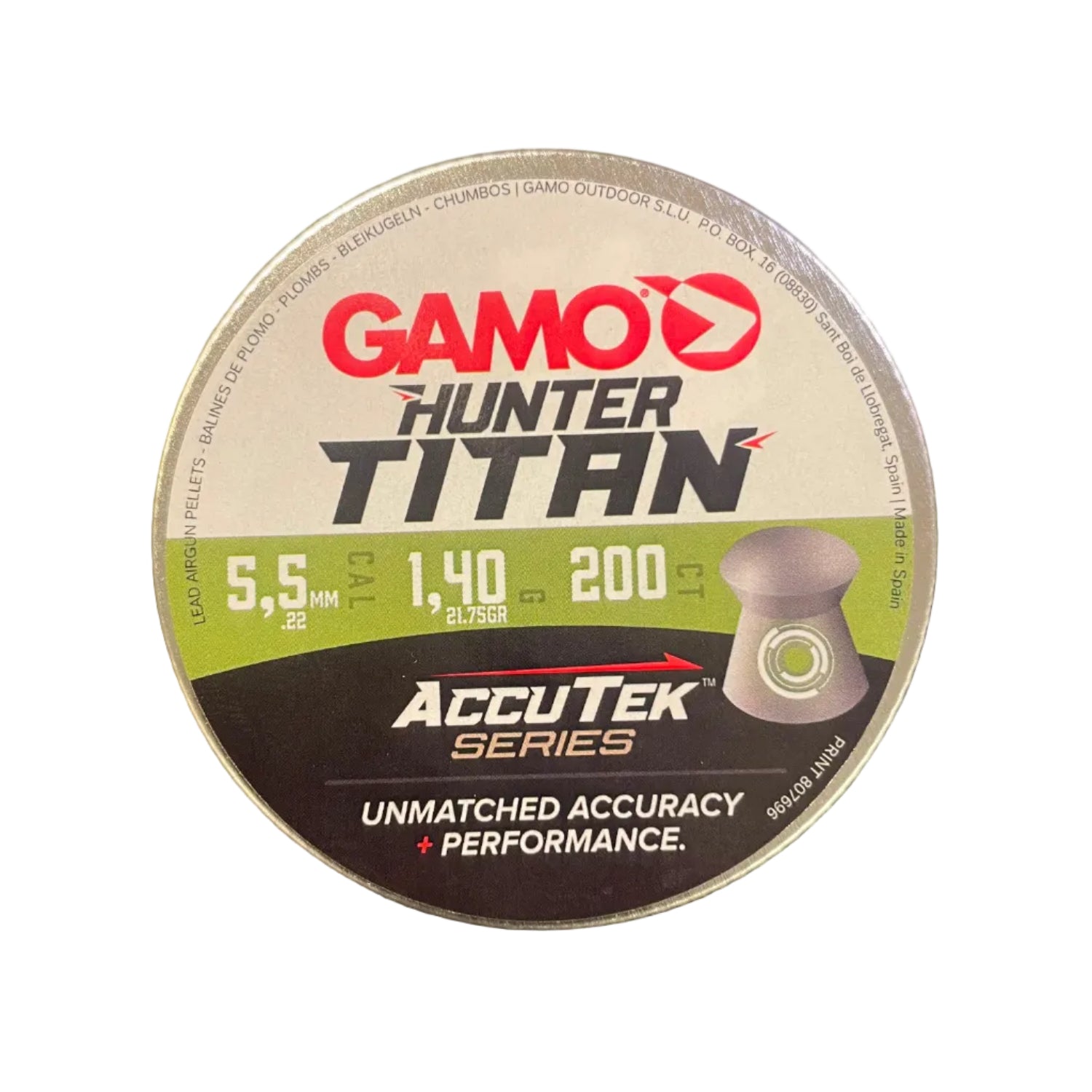 Gamo Hunter Titan Accutek Series Pellets | 5.5MM | 200 Pcs