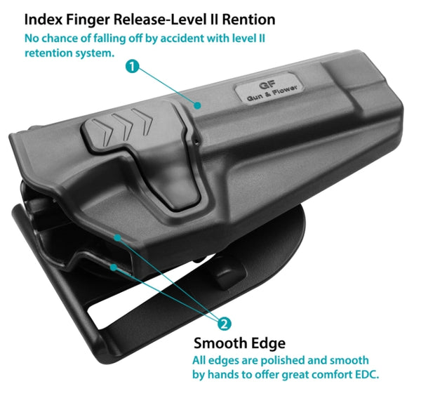 Gun & Flower Polymer OWB Holster Taurus TH9/TH9C | Black