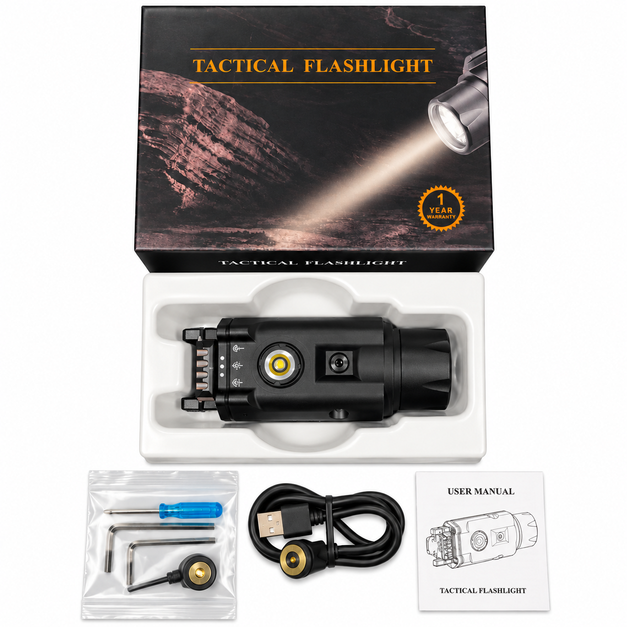 T-REX Laser & Tactical Flashlight | 1500 Lumens | Black