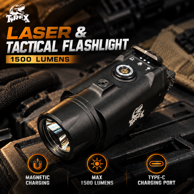 T-REX Laser & Tactical Flashlight | 1500 Lumens | Black
