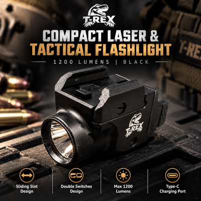 T-REX Compact Laser & Tactical Flashlight | 1200 Lumens | Black