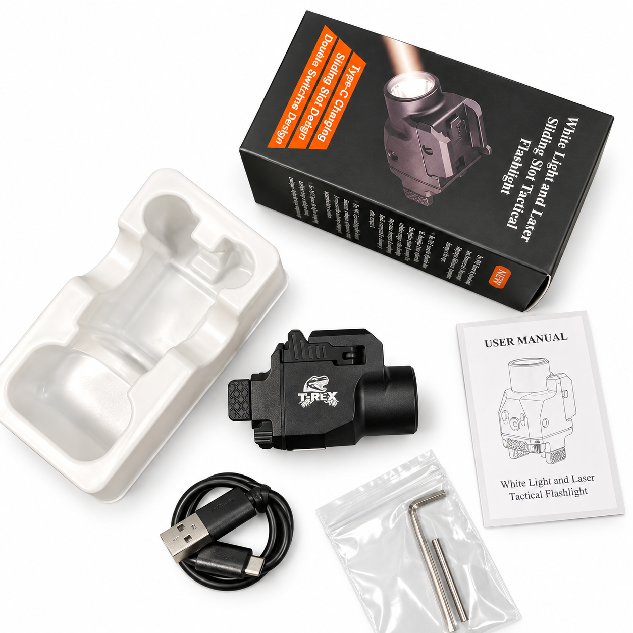 T-REX Compact Laser & Tactical Flashlight | 1200 Lumens | Black