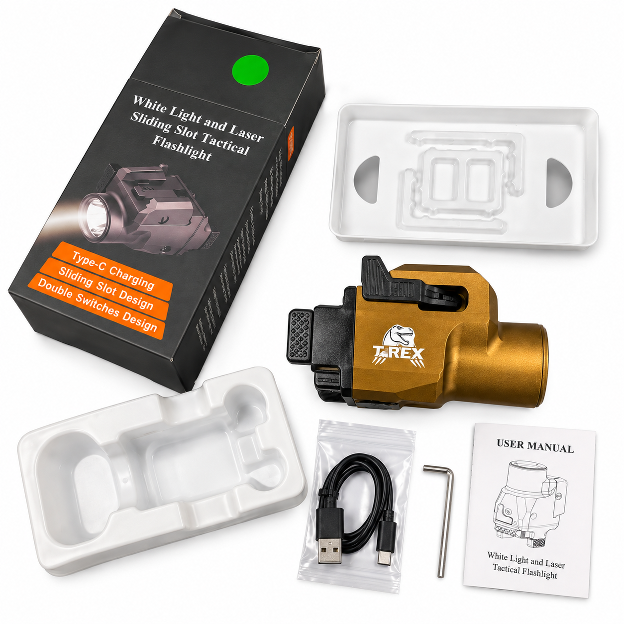 T-REX Compact Laser & Tactical Flashlight | 1200 Lumens | FDE