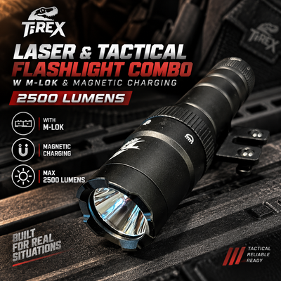 T-REX Laser & Tactical Flashlight Combo w M-Lok | 2500 Lumens | Black
