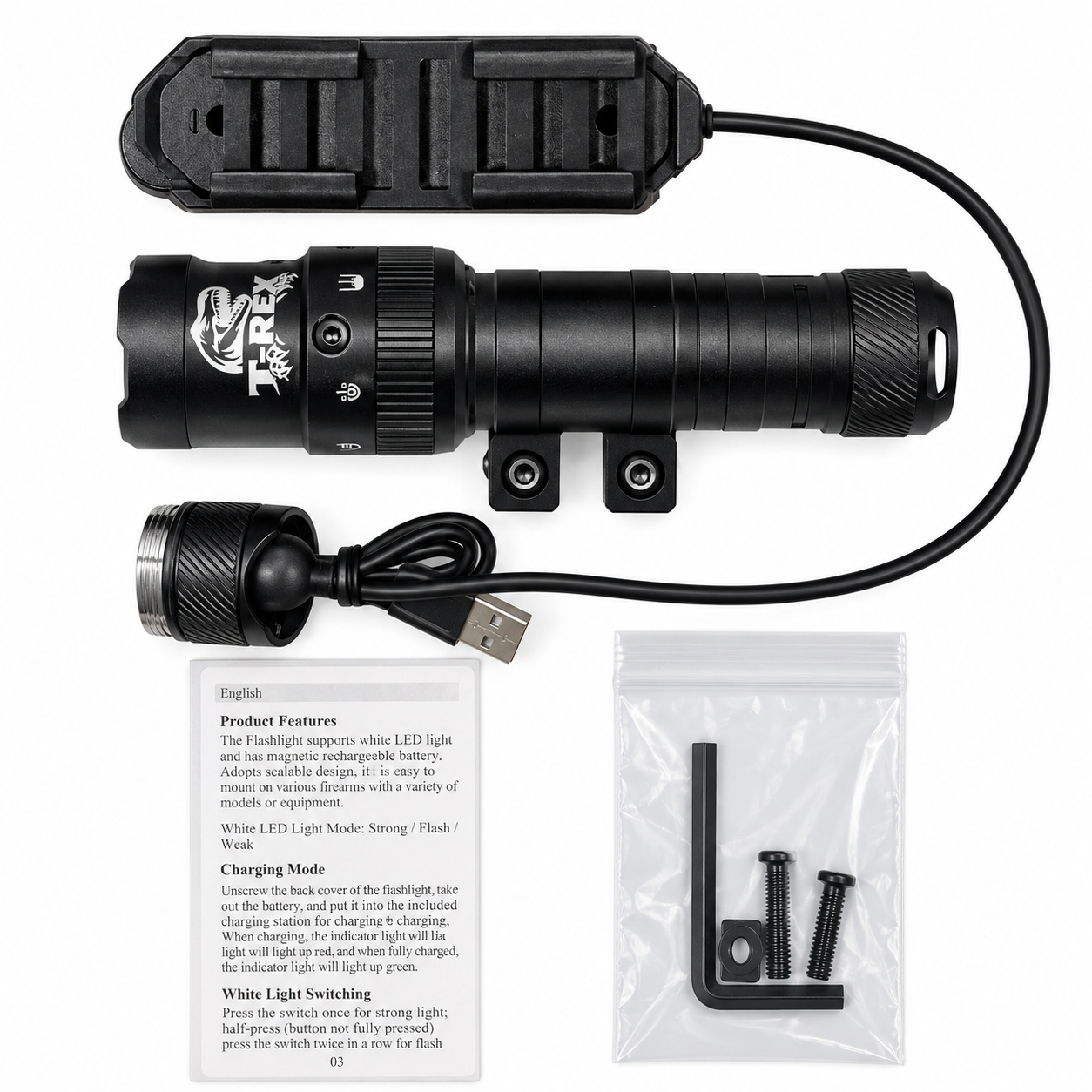 T-REX Laser & Tactical Flashlight Combo w M-Lok | 2500 Lumens | Black