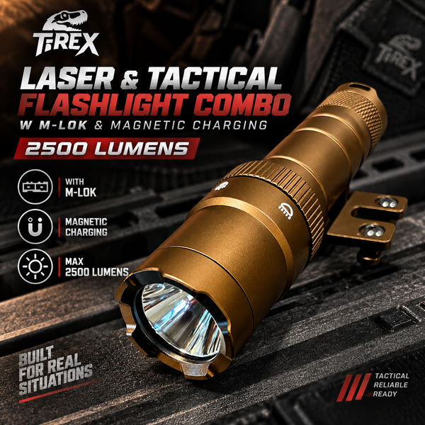 T-REX Laser & Tactical Flashlight Combo w M-Lok | 2500 Lumens | Bronze