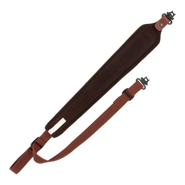 Allen USA | Deer Head Padded Leather Rifle Sling with Swivels | Brown