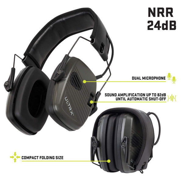 ULTRX Stereo Electronic Earmuff | Olive
