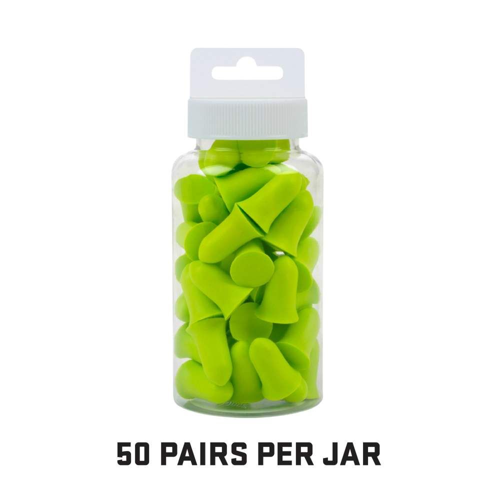 ULTRX Tapered Foam Ear Plugs, 50-Pairs Jar | Lime