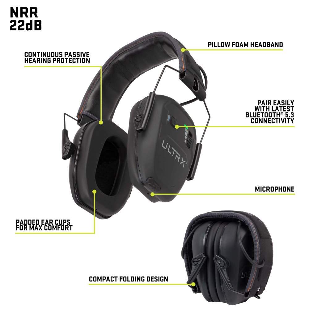 ULTRX Bionic Bluetooth Passive Earmuff | Midnight Gray