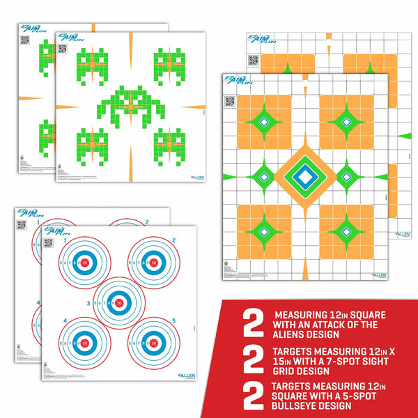 EZ Aim | Fun Assorted Paper Targets | 12 Pack