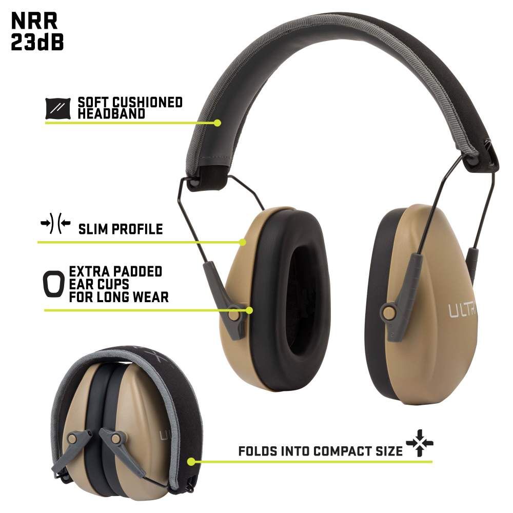 ULTRX Slim Profile Passive Earmuff | Taupe