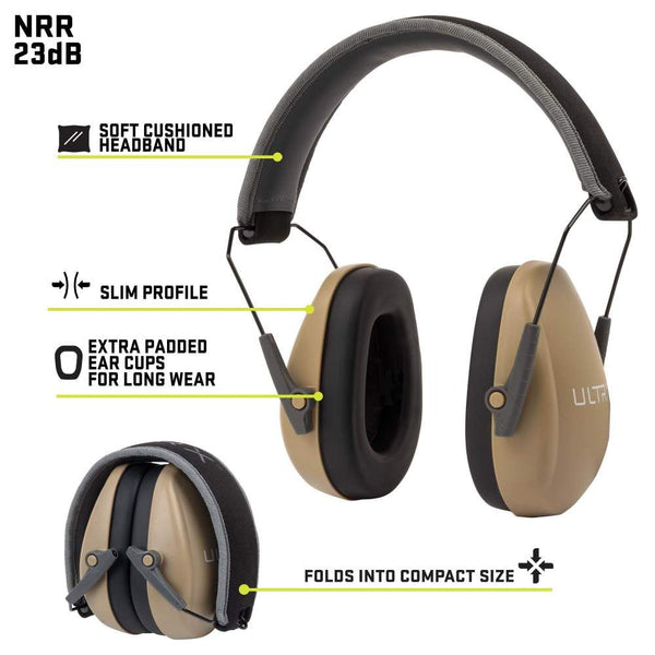 ULTRX Slim Profile Passive Earmuff | Taupe