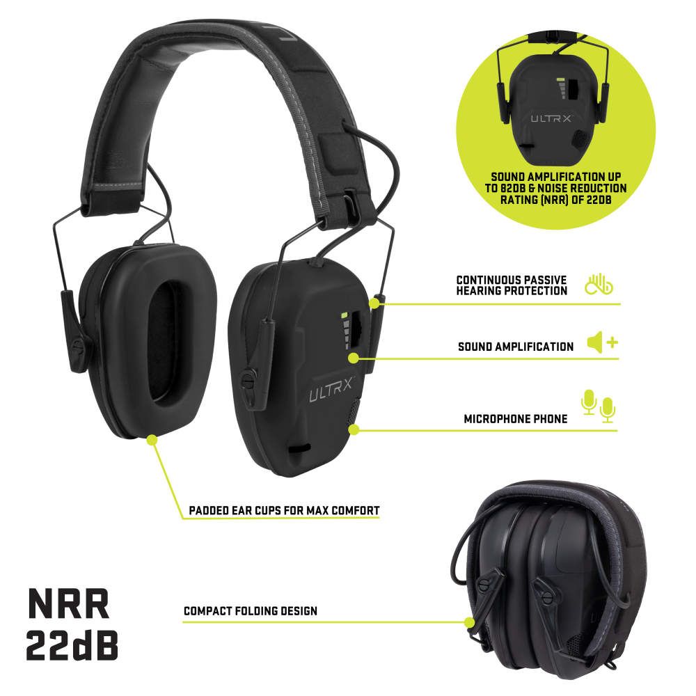 ULTRX Bionic Electronic Earmuff | Midnight Gray