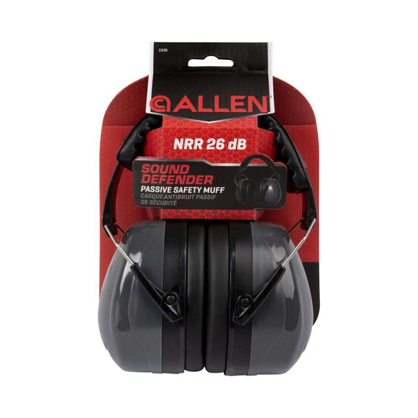Allen Company Sound Defender Foldable Safety Earmuffs, 26 dB NRR, ANSI S3.19 & CE EN352-1 Hearing Protection Rated, Black/Gray - Scopes and Barrels