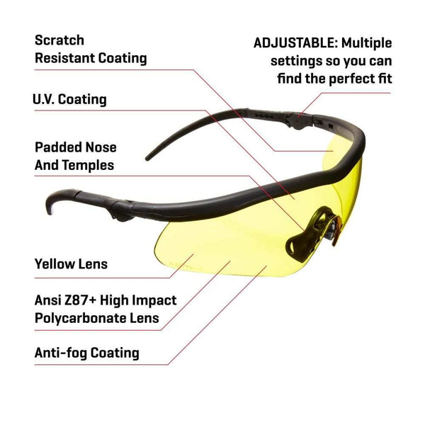 Allen Company Guardian Shooting Safety Glasses, Yellow Lenses, ANSI Z87.1+ & CE Rated - Scopes and Barrels