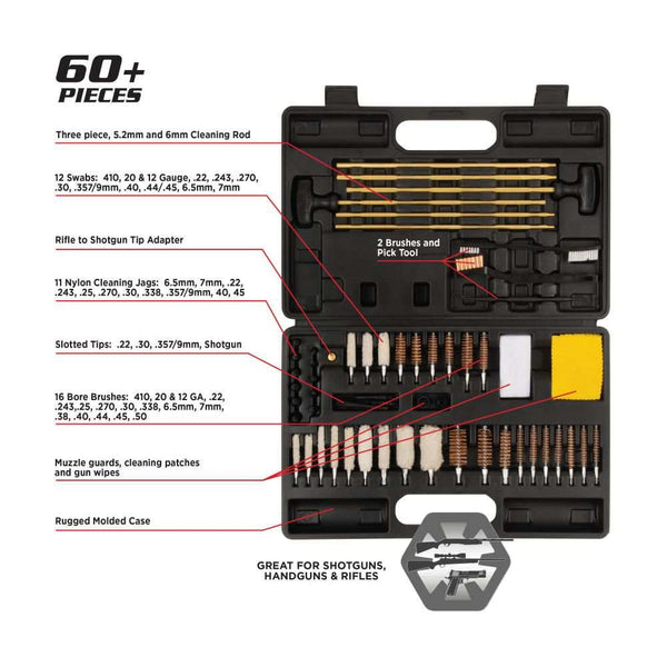Krome Stronghold Universal Gun Cleaning Kit, Rifles, Shotguns, & Handguns, 60-Pieces, Black by Allen - Scopes and Barrels