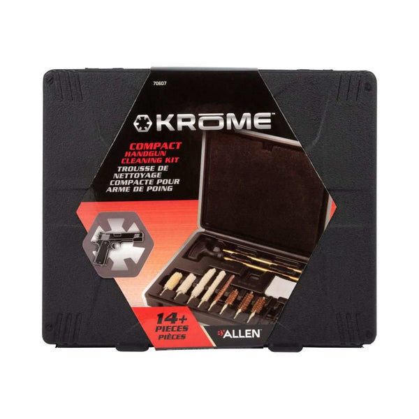 Krome Compact Handgun Cleaning Kit, .22, .38, 9mm, 357, .44, &.45 Cal., 14-Pieces, Black by Allen - Scopes and Barrels