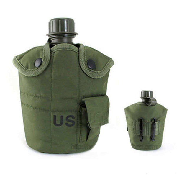 Heavy Cover Water Bottle Aluminum Cooking Cup US 1L Military Canteen Camping 